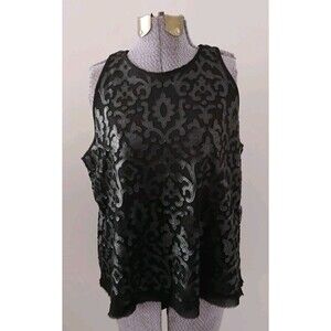 Analili Mesh Black Leather Trim Sleeveless Tank Top S USA Made Whimisgoth EUC